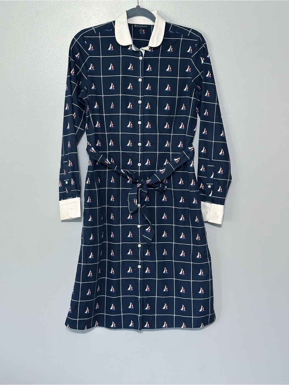 BROOKS BROTHERS Navy Sailboat Printed Shirtdress Women’s Size 4